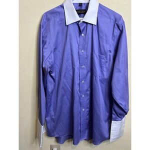Donald J Trump Signature Collection Mens Dress Shirt Purple White Cuff Size